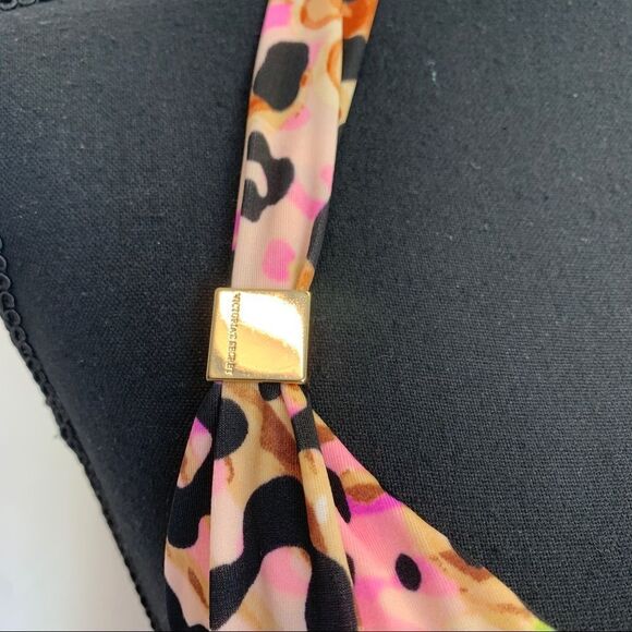 Victorias secret pink animal leopard cheetah print bikini top Sz S - Picture 6 of 12